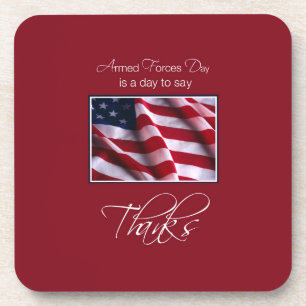 Veteran's Day Thank You, Patriotic American Flag Drink Coaster