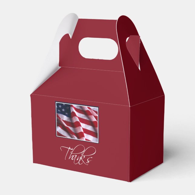 Veteran's Day Thank You, Patriotic American Flag Favor Boxes (Front Side)