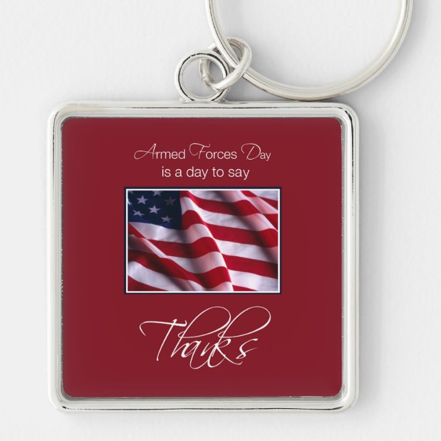 Veteran's Day Thank You, Patriotic American Flag Keychain (Front)