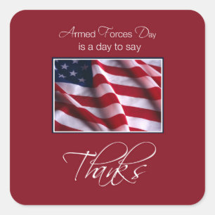 Veteran's Day Thank You, Patriotic American Flag Square Sticker