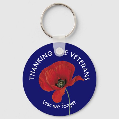 Veterans Day THANK YOU Remembrance Day Poppy Keychain