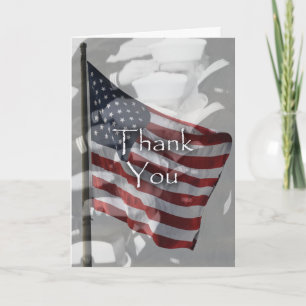 Veteran's Day Thank You, US Flag, Military photo You Card