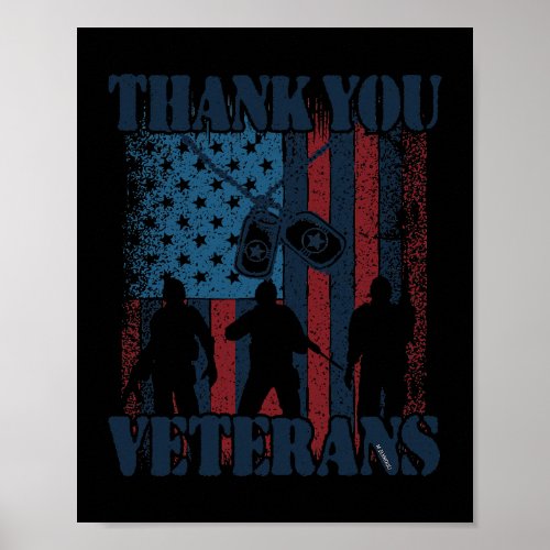 Veterans Day Thank You Veterans American Flag Prou Poster