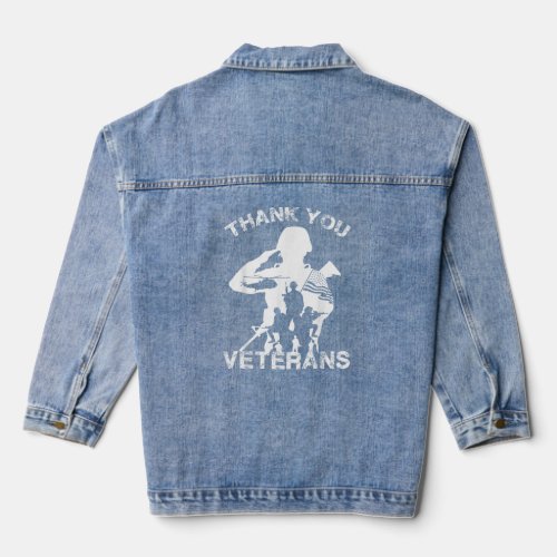 Veterans Day Thank You Veterans American Troops   Denim Jacket