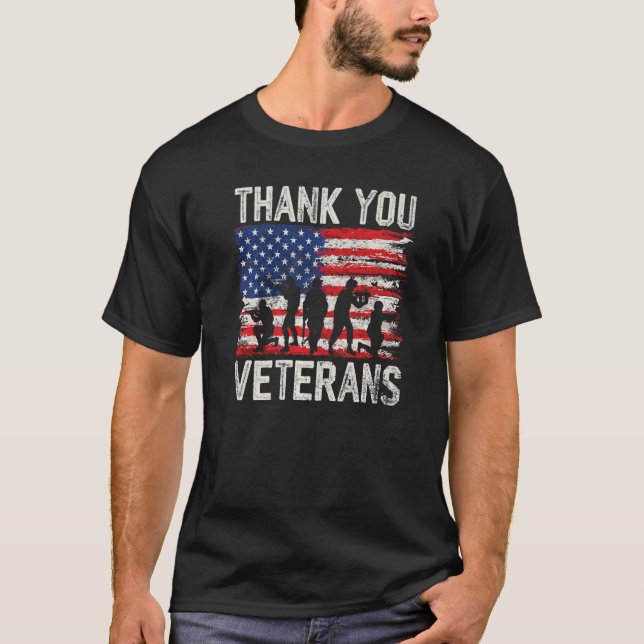 Veterans Day  Thank You Veterans Proud T-Shirt (Front)