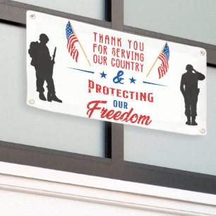 Veteran's Day Thanks For Your Service Patriotic Banner
