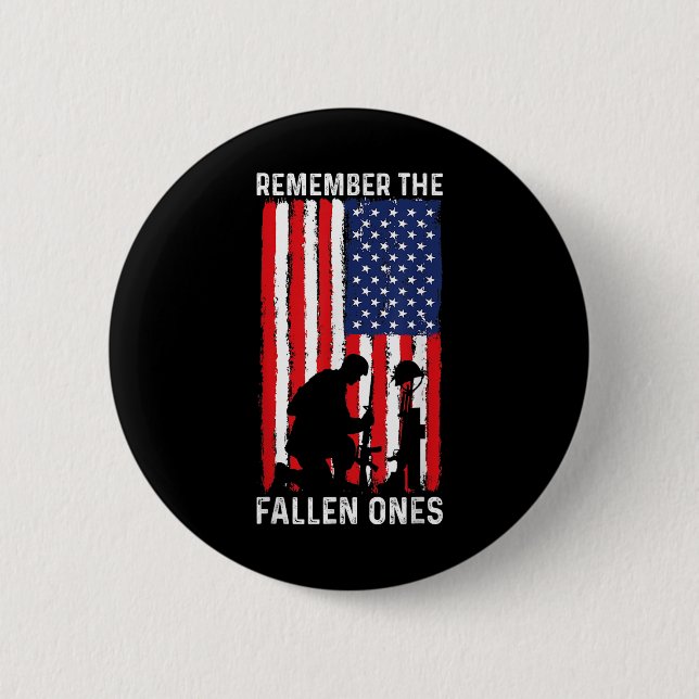 Veterans Day The Fallen Patriotic Veteran Button (Front)