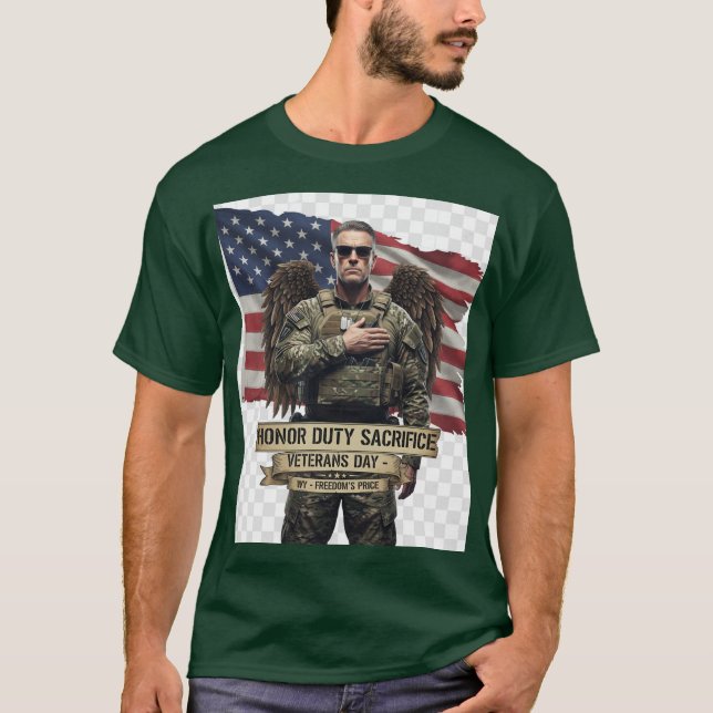 „Veterans Day Tribute – Honor Duty Sacrifice” T-Shirt (Front)