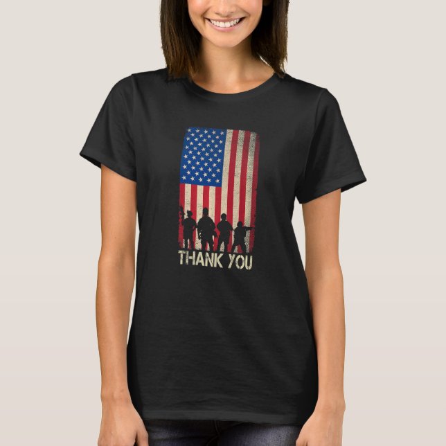 Veterans Day USA American Flag Thank You Veterans  T-Shirt (Front)