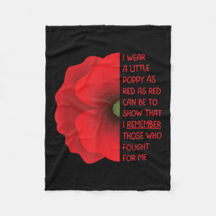 Veterans Day Usa Memorial Lest We Forget Red Fleece Blanket