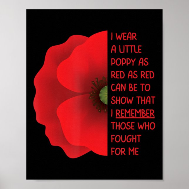 Veterans Day USA Memorial Lest We Forget Red Poppy Poster (Front)