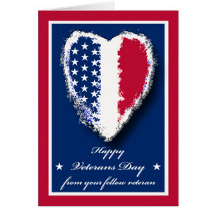 Veterans Day Veteran to Veteran Patriotic Heart Cards
