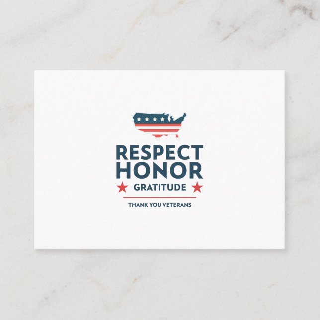 veterans day with a gratitude slogan business card (Front)