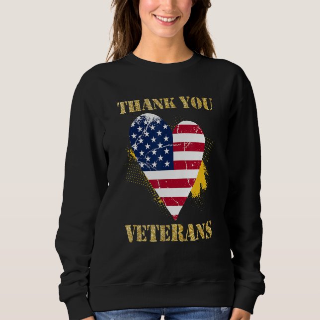 Veterans Day with American flag for Men Dad Women  Sweatshirt (Front)
