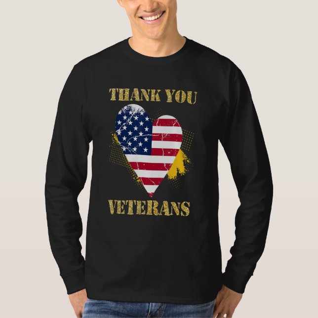 Veterans Day with American flag for Men Dad Women  T-Shirt (Front)