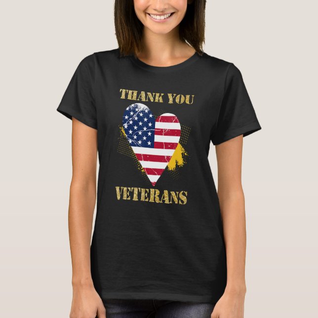 Veterans Day with American flag for Men Dad Women  T-Shirt (Front)