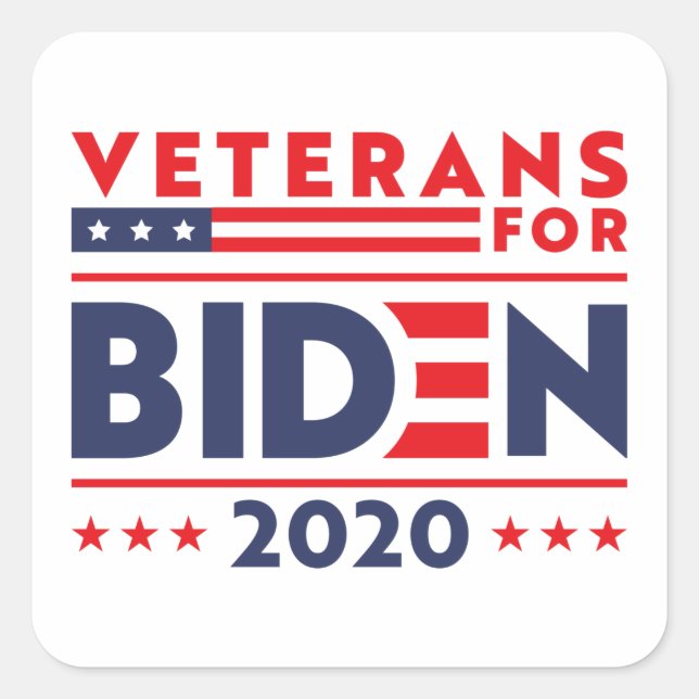 VETERANS FOR BIDEN 2020 SQUARE STICKER (Front)