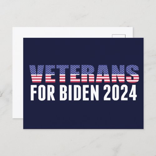 Veterans for Biden 2024 Election Blue Postcard