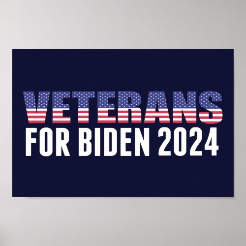 Veterans for Biden 2024 Election Blue Poster