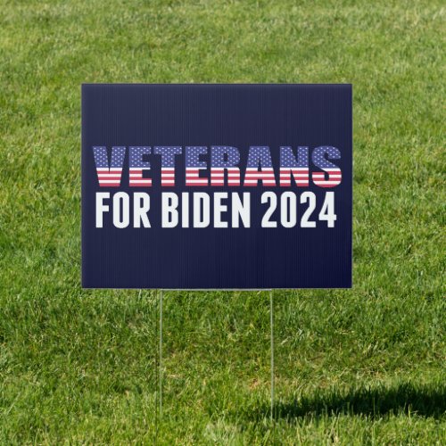 Veterans for Biden 2024 Election Blue Yard Sign