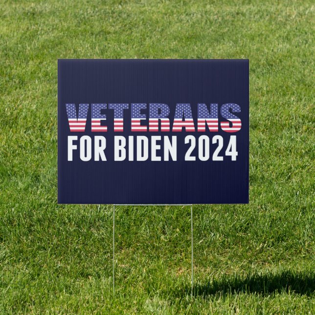 Veterans for Biden 2024 Election Blue Yard Sign (Insitu)
