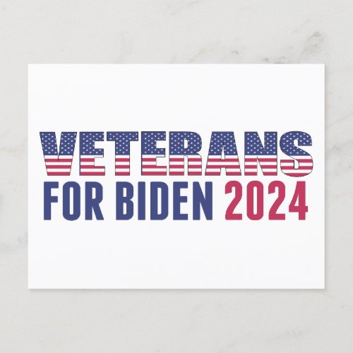 Veterans for Biden 2024 Election Democrat Postcard