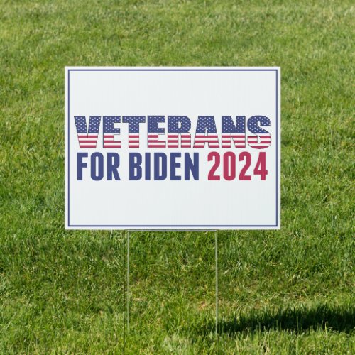Veterans for Biden 2024 Election Democrat Yard Sign
