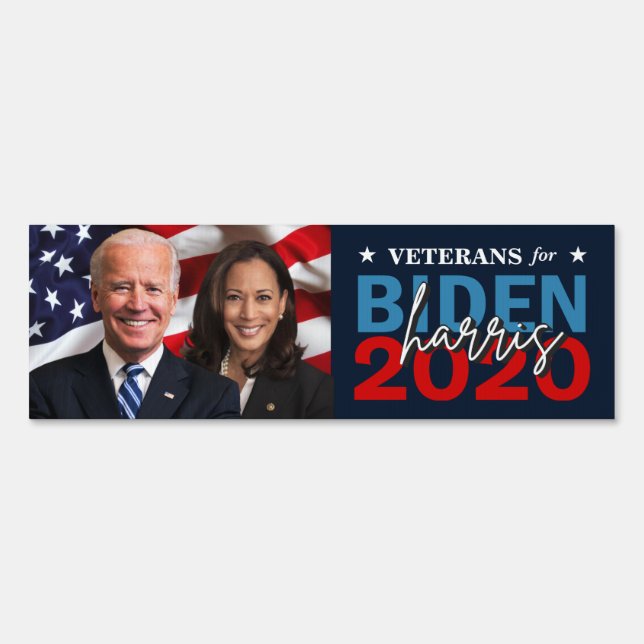 Veterans for Biden Harris 2020 w/Patriotic Photo Sign (Front)