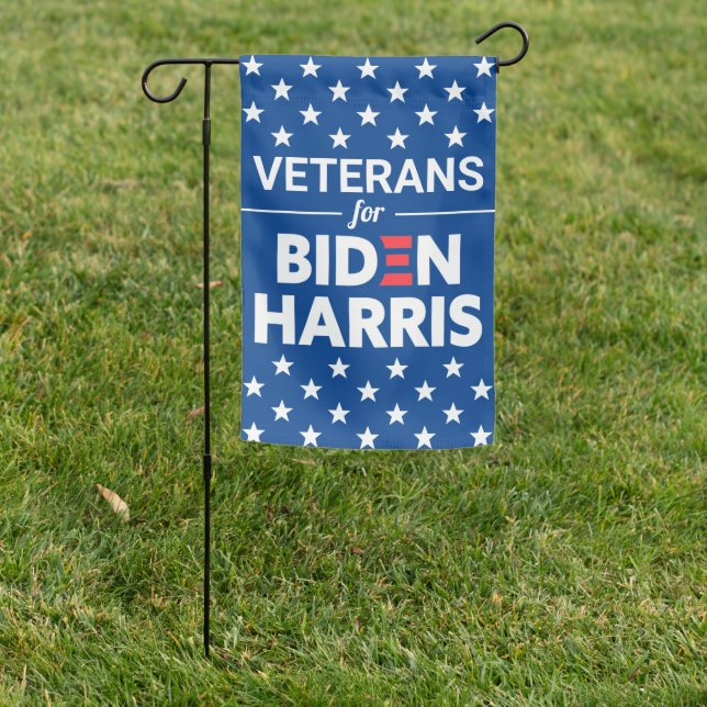 Veterans for Biden Harris Custom Text Blue Garden Flag (In SItu)