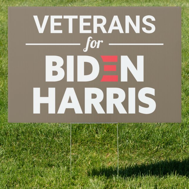 Veterans for Biden Harris Custom Text Brown Tan Sign (Insitu)