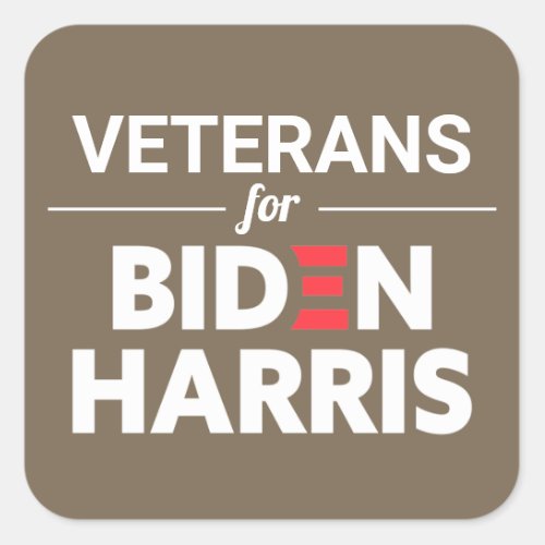 Veterans for Biden Harris Custom Text Brown Tan Square Sticker