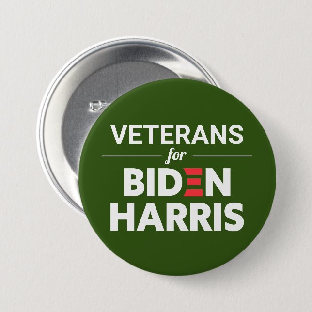 Veterans for Biden Harris Custom Text Green Button (Front & Back)