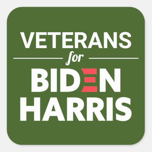 Veterans for Biden Harris Custom Text Green Square Sticker