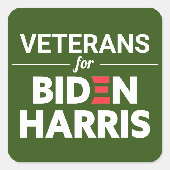 Veterans for Biden Harris Custom Text Green Square Sticker (Front)