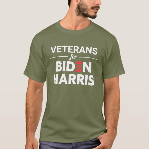 Veterans for Biden Harris Custom Text Green T_Shirt
