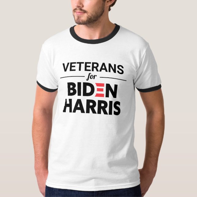 Veterans for Biden Harris Custom Text T-Shirt (Front)