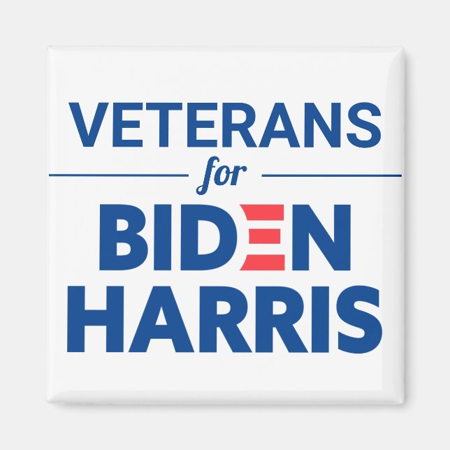 Veterans for Biden Harris Custom Text White Magnet (Front)