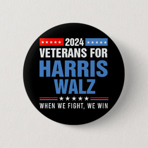 Veterans For Harris W 2024 Presidential Campaign Button