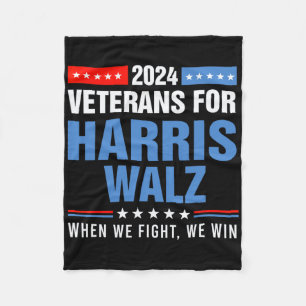 Veterans For Harris W 2024 Presidential Campaign Fleece Blanket