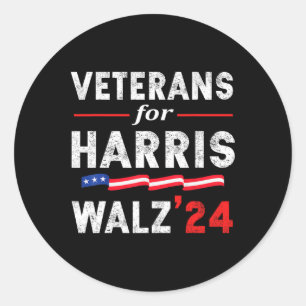 Veterans For Harris Waltz 2024 Election Vote Blue  Classic Round Sticker
