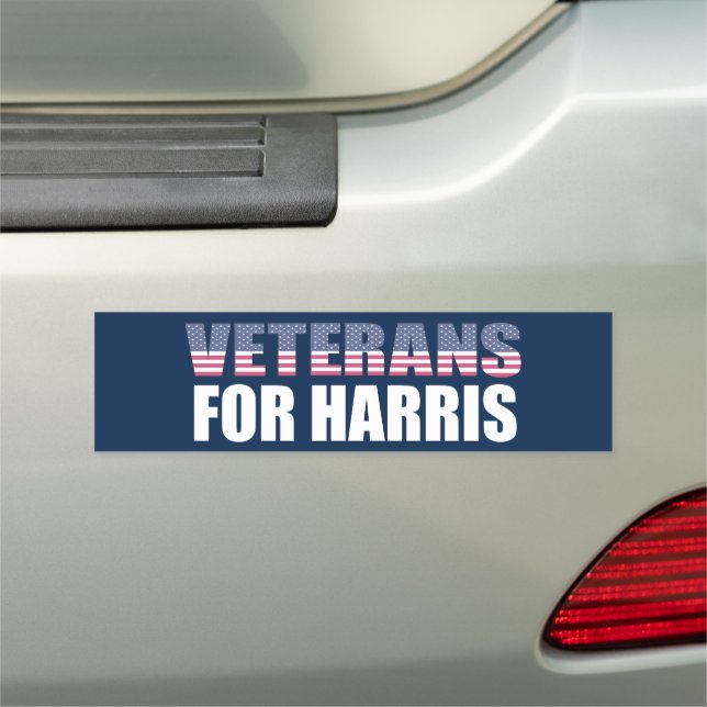 Veterans for Harris Walz 2024 Blue Bumper Car Magnet (In Situ)