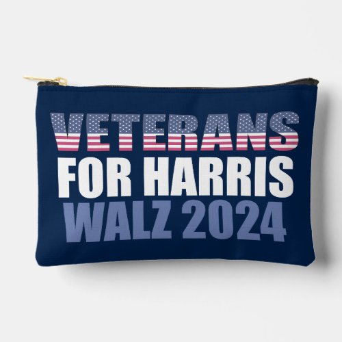 Veterans for Harris Walz 2024 Election Blue Accessory Pouch