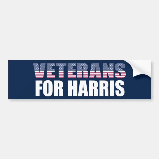 Veterans for Harris Walz 2024 Election Blue Bumper Sticker (Front)