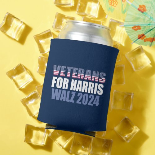 Veterans for Harris Walz 2024 Election Blue Can Cooler