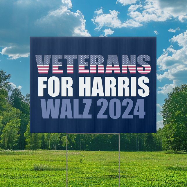 Veterans for Harris Walz 2024 Election Blue Yard Sign (Creator Uploaded)