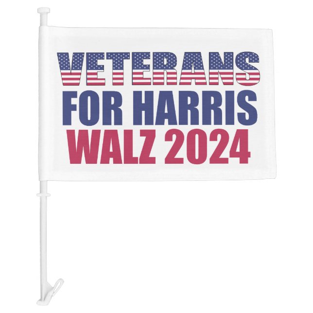 Veterans for Harris Walz 2024 Election Patriotic Car Flag (Front)