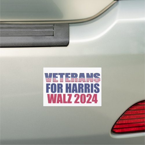 Veterans for Harris Walz 2024 Election Patriotic Car Magnet