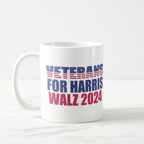 Veterans for Harris Walz 2024 Election Patriotic Coffee Mug