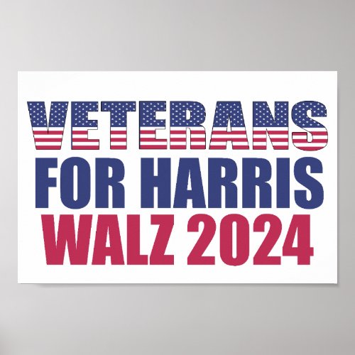 Veterans for Harris Walz 2024 Election Patriotic Poster