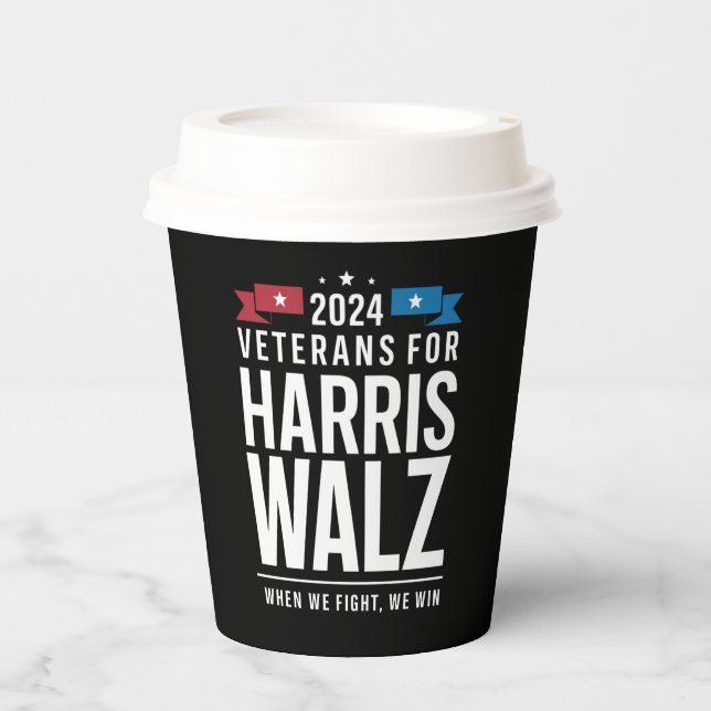 Veterans For Harris Walz 2024 Presidential  Paper Cups (Front)